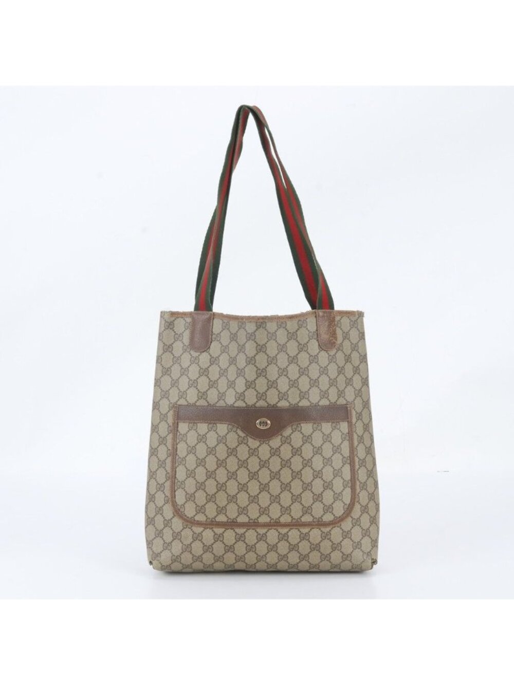 Gucci Vintage GG Supreme Sherry Line Leather Tote Shoulder Business
